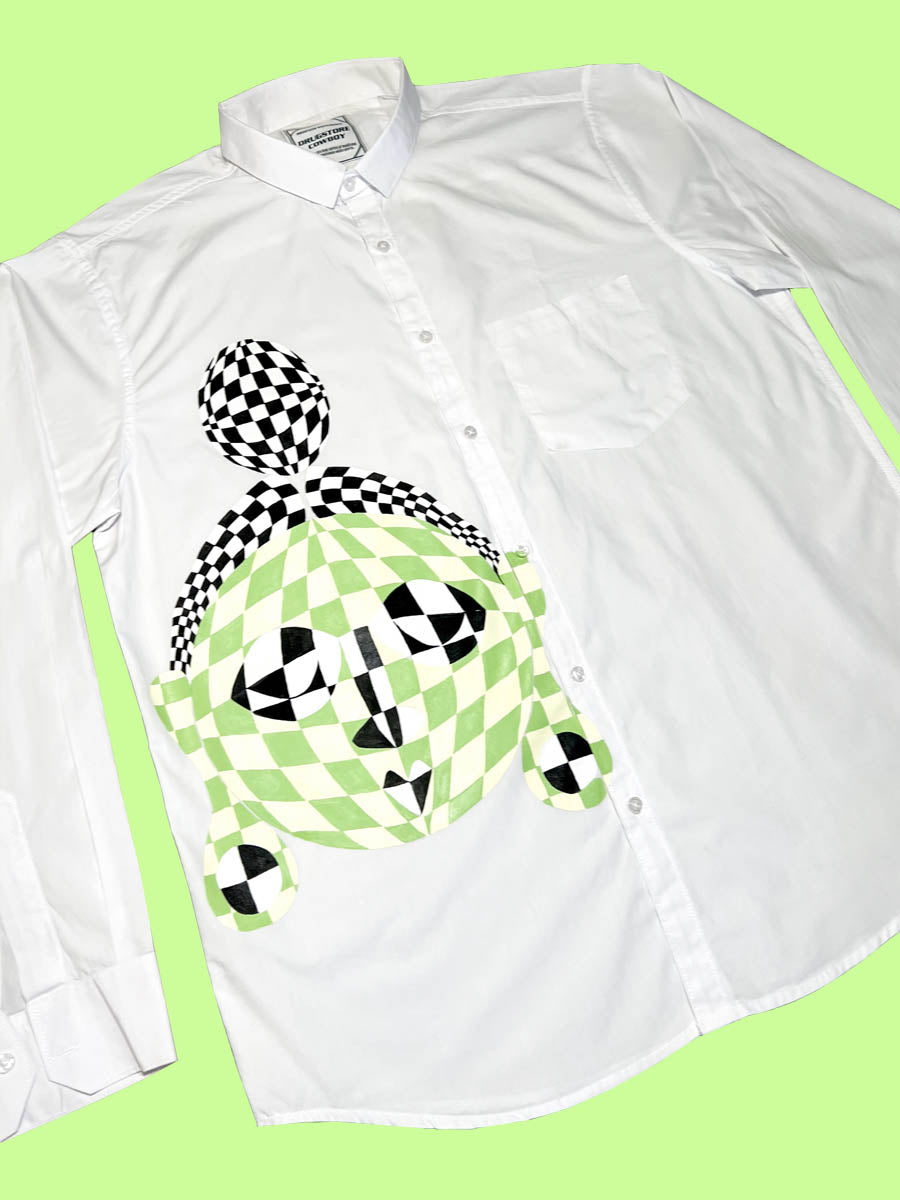 1of1 Hand Painted Checkered Face Shirt