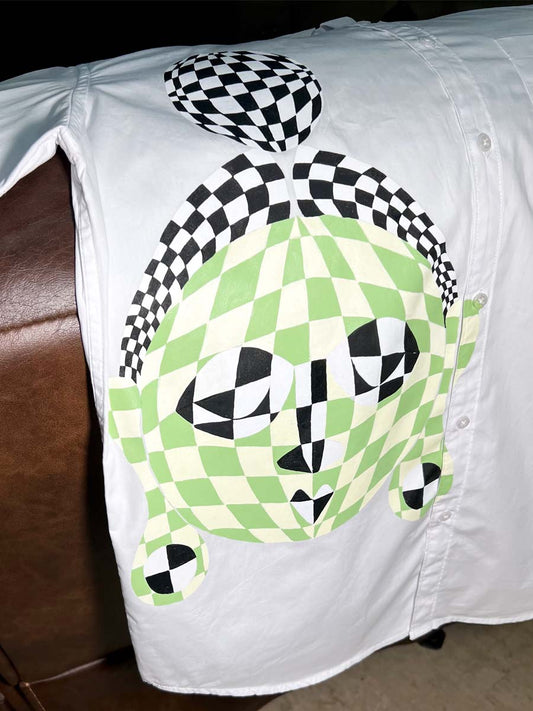 1of1 Hand Painted Checkered Face Shirt