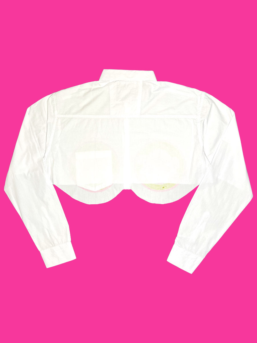 1of1 Hand Painted Pink Green Cropped Shirt