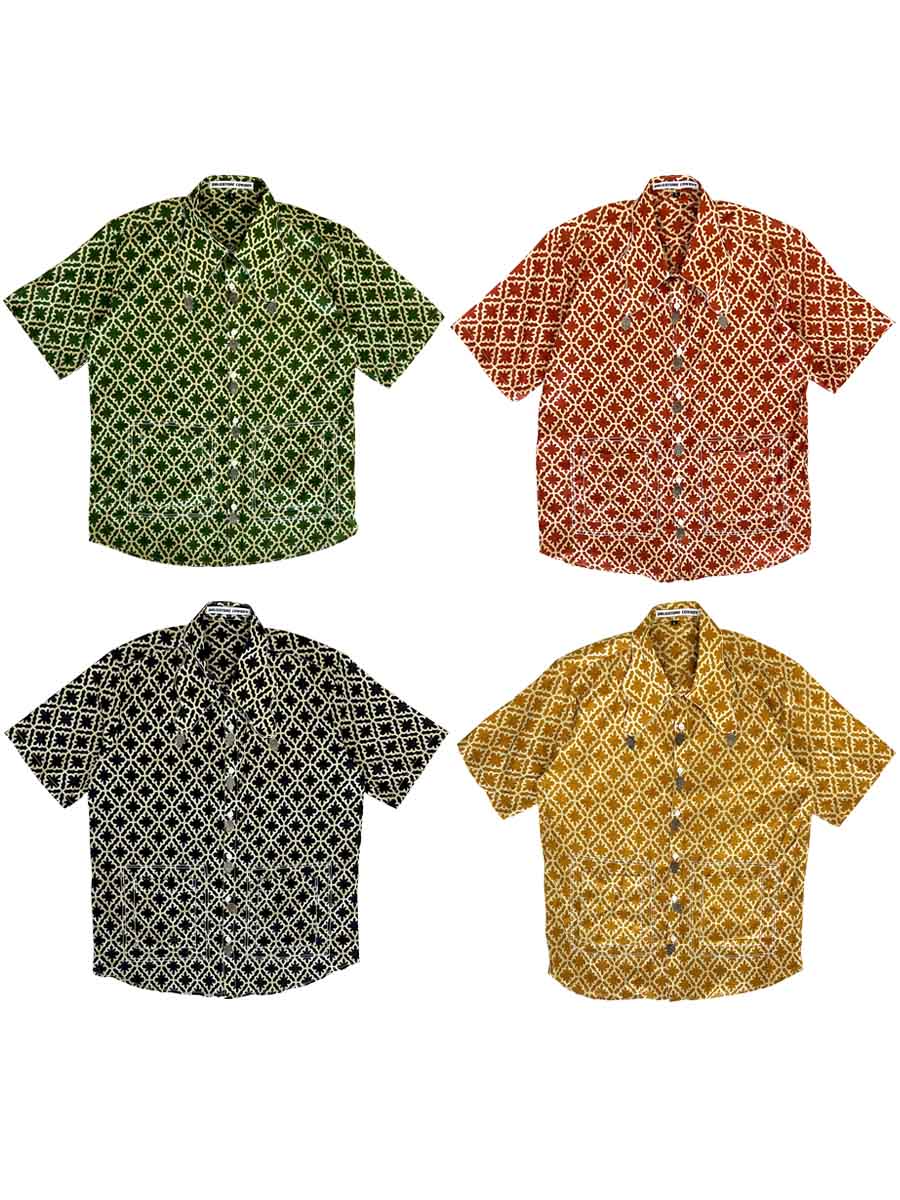 Yellow Ornamented Cotton shirts