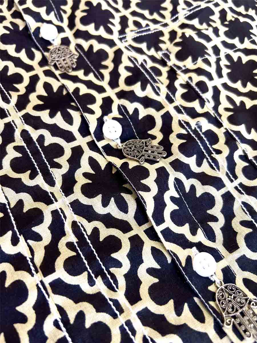 Black Ornamented Cotton shirt