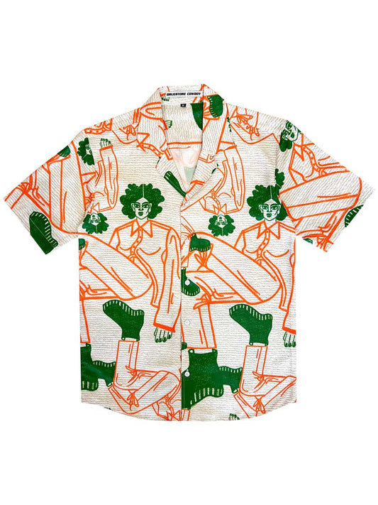 Drugstore Apsara Coral & Green Shirt