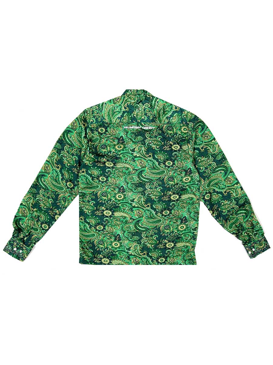 Forest Green Silk Satin Full-Sleeve Shirt- Drugstore Cowboy