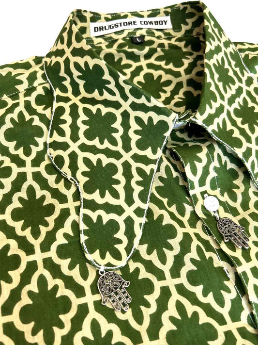 Green Ornamented Cotton shirt