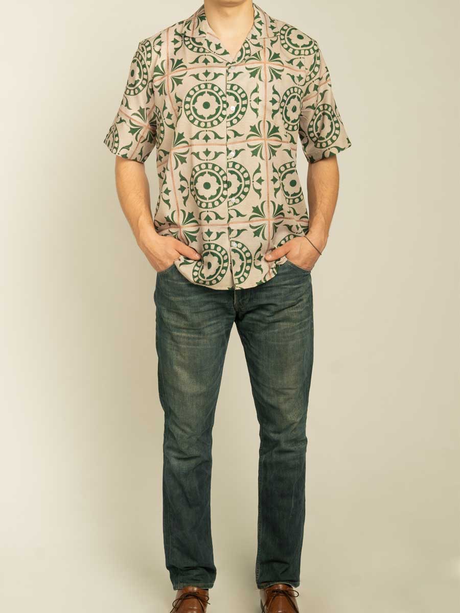 Green Textured Print shirt