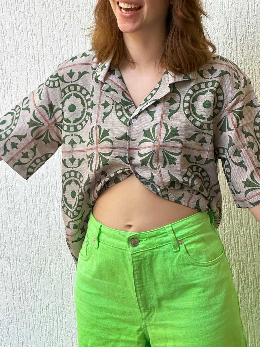 Green Textured Print shirt