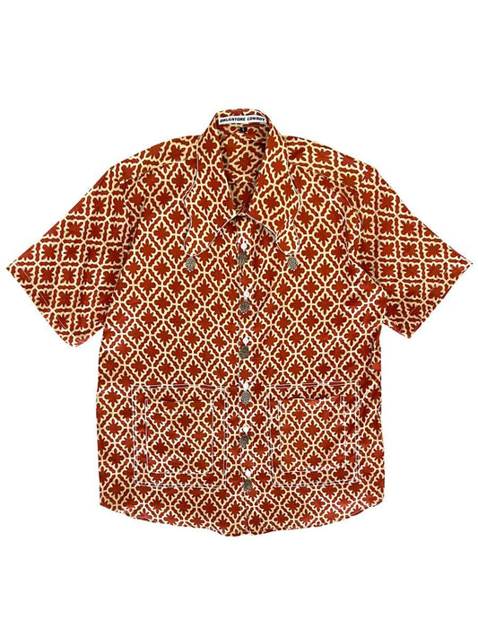 Red Ornamented Cotton shirt