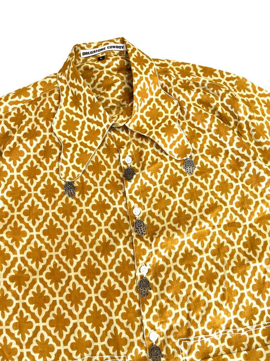 Yellow Ornamented Cotton shirts