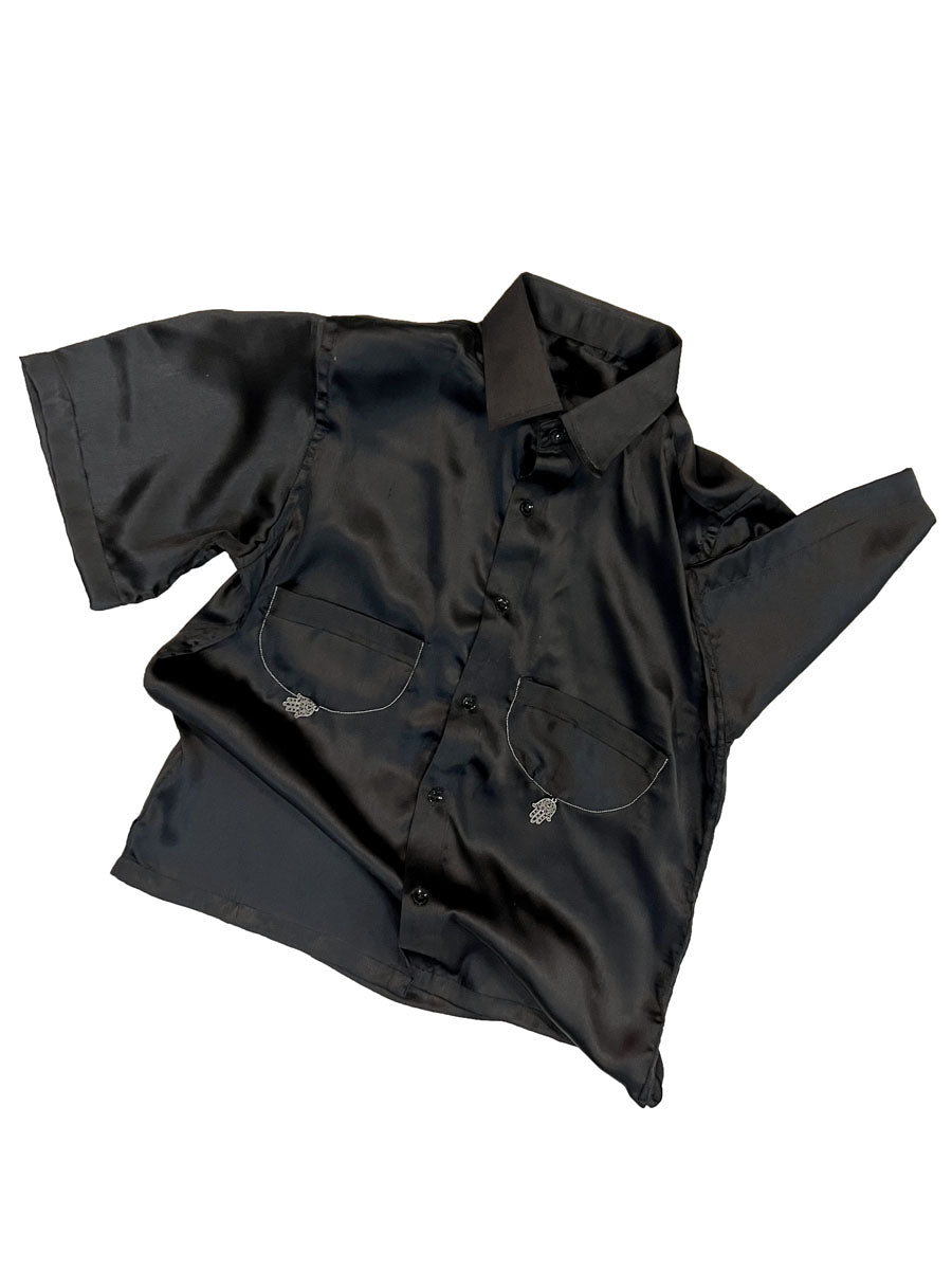 Low Bust 1of1 Black Satin shirt